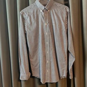 NWOT Boys Brooks Brothers Button Up Navy Blue Shirt Size L Large